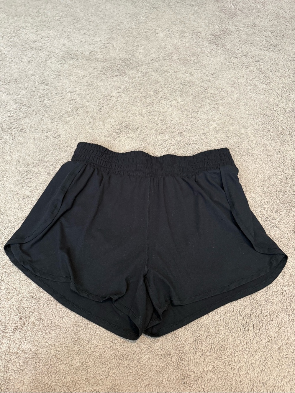 Talulah Black Athletic High-Rise Smocked-Waist Shorts